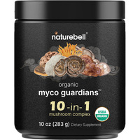 Naturebell Organic 10 In 1 Mushroom Powder, 10Oz | Lions Mane, Shiitake, Reishi, Chaga & More | Mushroom Supplement Blend For Immune Booster & Brain Health Support | No Fillers
