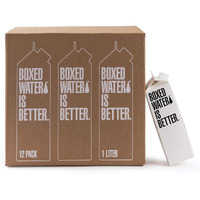 Boxed Water 33.8 Oz. (12 Pack) - Purified Drinking Water In 92% Plant- Based Boxes - 100% Recyclable, Bpa-Free, Refillable/Reusable 1 Liter Water Cartons - More Sustainable Than Plastic Bottled Water