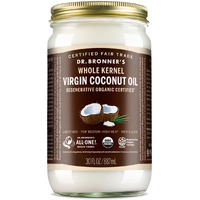 Dr. Bronner's - Organic Virgin Coconut Oil (Whole Kernel, 30 Ounce) - Coconut Oil For Cooking, Baking, Hair And Body, Unrefined And Fresh-Pressed, Rich And Nutty Flavor, Fair Trade, Vegan, Non-Gmo