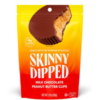 Skinnydipped Milk Chocolate Peanut Butter Cups, 4G Sugar, Low Sugar, No Palm Oil, Gluten Free, 3.2Oz Bag, 4 Pack (24 Cups Total)