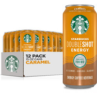 Starbucks Doubleshot Energy Drink Coffee Beverage, Caramel, Iced Coffee, 15 Fl Oz Cans (12 Pack) (Packaging May Vary)