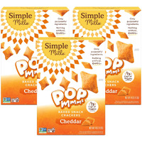 Simple Mills Pop Mmms Cheddar Baked Snack Crackers, Gluten Free, 4 Ounce (Pack Of 3)