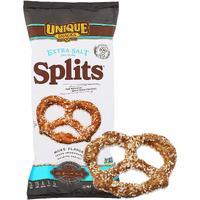Unique Snacks Extra Salt Splits Pretzels, Original Split-Open Pretzels, Delicious Homestyle Baked Snack Bag, Ou Kosher, And Non-Gmo Food, No Artificial Flavor, 11 Oz. Bag, Pack Of 3