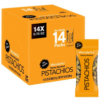 Wonderful Pistachios No Shells, Honey Roasted Nuts, 0.75 Ounce Bags (Pack Of 14), Protein Snacks, Gluten Free, On-The-Go, Individually Wrapped Healthy Snack