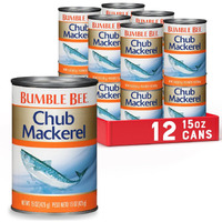 Bumble Bee Chub Mackerel, 15 Oz Can (Pack Of 12) - Canned Mackerel Fish, High Protein Keto Food, Gluten Free