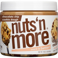 Nuts N More Chocolate Chip Cookie Dough Peanut Butter Spread, Added Protein All Natural Snack, Low Carb, Low Sugar, Gluten Free, Non-Gmo, High Protein Flavored Nut Butter (15 Oz Jar)