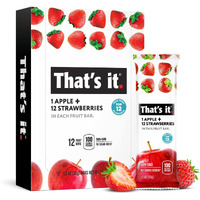 That's It. Apple + Strawberry 100% Natural Real Fruit Bar, Best High Fiber Vegan, Gluten Free Healthy Snack, Paleo For Children & Adults, Non Gmo No Sugar Added, No Preservatives Energy Food (12 Pack)
