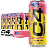 C4 Performance Energy Drink | Jolly Rancher Watermelon | Zero Sugar Carbonated Preworkout Energy | 200Mg Caffeine With Beta Alanine | 16 Fl Oz (12 Pack)