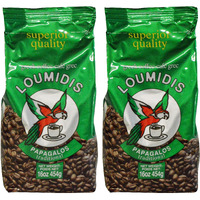 Loumidis Greek Ground Coffee Papagalos Traditional 2 Pack (16 Ounces)