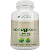 Purely Holistic Fenugreek Capsules 3600Mg - 365 Vegan Capsules - Lactation Supplement - From Fenugreek Seeds - Concentrated X10 Extract - Non Gmo - Fenugreek For Women & Men