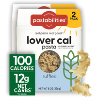 Pastabilities, Lower Calorie Pasta, Ruffles - 100 Calories/Serving Low Net Carbs, Low Calorie, Non-Gmo, High Fiber, Vegan, Plant-Based, Enhanced Nutrients, Delicious Taste & Texture (1 Pound, 1 Pack)