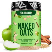 Naked Oats - Apple Cinnamon Overnight Oats, 20G Whey Protein, Gluten-Free Oatmeal Instant Breakfast Or Shake, High Protein Oatmeal, High Fiber Breakfast Shake, Non Gmo, No Soy - 12 Servings