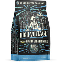 Bones Coffee Company High Voltage Whole Coffee Beans Highly Caffeinated, Low Acid Flavored Coffee, Made With Arabica Coffee Beans, Medium Roast Gourmet Coffee, Coffee Lover Gift Ideas (12 Oz)