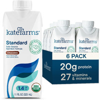 Kate Farms Organic High Calorie 1.4 Sole-Source Nutrition Shake, Chocolate, 455 Calorie Protein Drink, 20G Protein, 27 Vitamins And Minerals, 11 Oz (6 Pack)