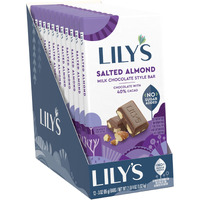 Lily's Salted Almond Milk Chocolate Style No Sugar Added, Sweets Bars, 3 Oz (12 Count)