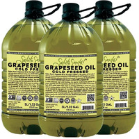 Cold Pressed Grapeseed Oil By Salute Sante! High Temperature Cooking, Healthy Grape Seed Oil, Non-Gmo And Kosher For Salad Dressings, Marinades And Dips, Vegan, 5 Liter, 3 Pack