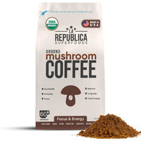 La Republica Ground Mushroom Coffee, Organic & Fair Trade Arabica With 7 Superfood Shrooms Full Fruiting Bodies, Lion's Mane, Reishi, Chaga, Cordyceps, Turkey Tail, (Medium Roast, 60 Servings)