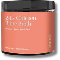 Kroma Premium Chicken Bone Broth, Dairy & Gluten Free Powder Mix With Collagen, Protein, Turmeric, Ginger, Gelatin & Other Organic Ingredients,Promotes Gut Health & Healthy Skin, Hair & Nails, 10 Servings