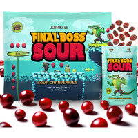 Final Boss Extremely Super Sour Candy, Natural Chewy Cranberry Gummies Made With Dried Fruit, Free Of Artificial Colors, Low Calorie Healthy Snack For Kids & Adults, 1.06Oz, 10 Pack (Lvl 2 Sourness)