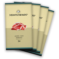 Monte Nevado Serrano Ham Sliced - 3 Oz Each, Pack Of 4 Units - 24 Months Avg Curing Time - Authentic Jamon Serrano - Great Gift Or Special Occasion Snack