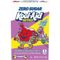 Kool-Aid Retro Purplesaurus Rex Grape Lemonade Zero Sugar Artificially Flavored Powdered Soft Drink Mix, 6 Ct On-The-Go-Packets