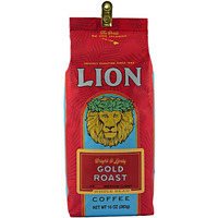 Lion Coffee Gold Roast Whole Bean Coffee, Medium-Light Roast, A Taste Of Aloha - 10 Ounce Bag