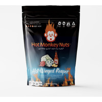 Hot Monkey Nuts Spicy Artisanal Peanuts | Hot Winged Reaper - Flavored With Buffalo Wing Seasoning, Blue Cheese, And Carolina Reaper Pepper, 7.5Oz Pouch, Gluten Free, (Pack Of 1)