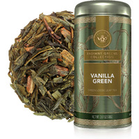 Teabloom Organic Green Tea, Vanilla Green Loose Leaf Tea, Natural Ingredients, Kosher Certified, Fresh Whole Leaf Blend In Reusable Gift Canister, 3.17 Oz/90 G Canister Makes 35-50 Cups