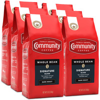 Community Coffee Signature Blend Dark Roast 72 Ounce, Premium Whole Bean Signature Blend, 12 Ounce Bag (Pack Of 6)