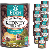 Eden Organic Red Kidney Beans, 15 Oz Can, No Salt Added, Non-Gmo, U.S. Grown, Heat And Serve, Macrobiotic, Red Beans (12-Pack)