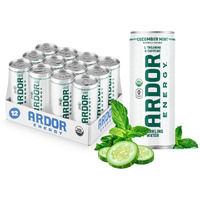 Ardor Energy Sparkling Water Cucumber Mint 12 Pack With 100Mg Organic Caffeine From Green Tea & 200Mg Organic L-Theanine (Focus & Calm). No Sugar. No Calories. Vegan. Gluten Free.