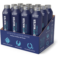 Nano Fit Water - All Natural Oxygen Infused Bottle Water, 9.5+ Ph Alkaline Still Drinking Water, 100% Recyclable Aluminum Bottle, 16 Oz (12 Pack)