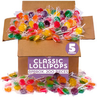 Lollipops Individually Wrapped - 5 Pounds - Halloween Classic Flat Lollipops For Kids - Round Lolly Pops - Assorted Fruit Flavors Lolipops - Back To School Lollipop Candy Suckers - Bulk Lollipops - Church Candies