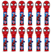 Pop Ups! Spiderman Lollipop Holder - 12 Lollipops With Cases - Individually Wrapped Candy Party Favors - Spiderman Candy - Bulk Set Of 12