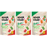 Snak Club Tajin Gummy Bears, Assorted Fruit Candy Gummies With Chili And Lime Seasoning, Mild Spice, Gluten-Free And Vegan Snacks, 9 Oz Resealable Bags, 3 Pack