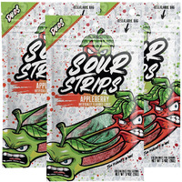 Sour Strips Flavored Sour Candy Strips, Deliciously Sour Chewy Candy Belts, Vegetarian Candies, 3 Pack (Appleberry (3-Pack))