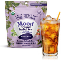 Four Sigmatic Mood Organic Herbal Tea | Enhance Emotional Well-Being With Tulsi & Reishi Tea | Calming Lemon Balm Tea W/Adaptogens | Vegan, Gluten-Free | Lemon Balm & Rose, 24 Servings