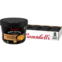 Campbell's Slow Kettle Style Roasted Chicken Noodle Soup With White Meat Chicken, 15.5 Oz. Tub (Case Of 8)
