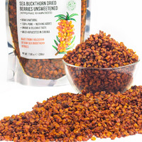 Siberian Sea Buckthorn Dried Berries 7.06 Oz (200 G) Unsweetened 100% Raw Natural Wild Harvested Hippophae Fruit, No Additives, High Omega-7, Sports Bars, Yogurt, Smoothie, Snacks
