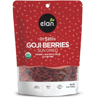 Elan Organic Dried Goji Berries, 4.9 Oz, Sulphite-Free, Non-Gmo, Vegan, Gluten-Free, Kosher, Wolfberries, Healthy Snacks, Dried Fruit Snacks, Superfood