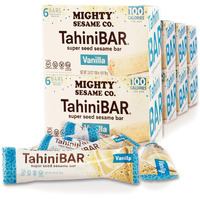 Mighty Sesame Vanilla Tahinibars 3.8Oz (8 Pack, 48 Bars) 100 Calorie Bar, Gluten Free, Vegan, Nothing Artificial, Kosher