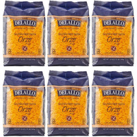 Delallo Gluten Free Orzo Pasta, Made With Corn & Rice, Wheat Free, 12Oz Bag, 6-Pack