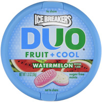 Ice Breakers Duo Fruit + Cool Watermelon Flavor Sugar Free Mints 8-1.3 Oz Tins