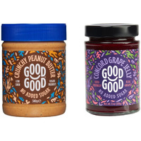 Good Good Sweet Concord Grape Jelly & Crunchy Peanut Butter - Keto Friendly - Low Carb & No Added Sugars - Vegan - Gluten Free - Preserves