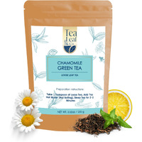 Tea Leaf & Co. Chamomile Loose Leaf Green Tea (3.52Oz/100Gm) With Lemon Extract And Lemongrass - 50 Servings, Low Caffeine, Gluten-Free