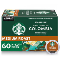 Starbucks K-Cup Coffee Pods, Medium Roast Coffee, Colombia, 100% Arabica, 6 Boxes (60 Pods Total)