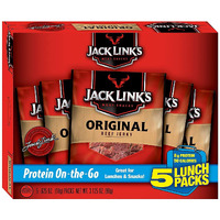 Jack Link's Beef Jerky 5 Count Multipack, Original, 5, 0.625 Oz. Bags - Flavorful Meat Snack For Lunches, Ready To Eat - 7G Of Protein, Made With 100% Beef - No Added Msg** Or Nitrates/Nitrites