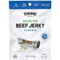 Think Jerky, Classic Beef Jerky (1.0 Ounce Bags, Pack Of 12 Bags) - Chef-Crafted, Grass-Fed Beef, Gluten Free, No Antibiotics Or Nitrates - Healthy Protein Snack, Low Calorie And Low Fat