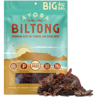 Ayoba Traditional Grass Fed Beef Biltong Slices (4 Ounce, Pack Of 1) Keto Friendly Air-Dried Grass Fed Beef Paleo Snacks - Gluten Free, Whole 30 Approved, No Sugar, No Carb Meat Snacks