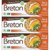 Breton Crackers, Gluten Free Flax & Sea Salt, Pack Of 3